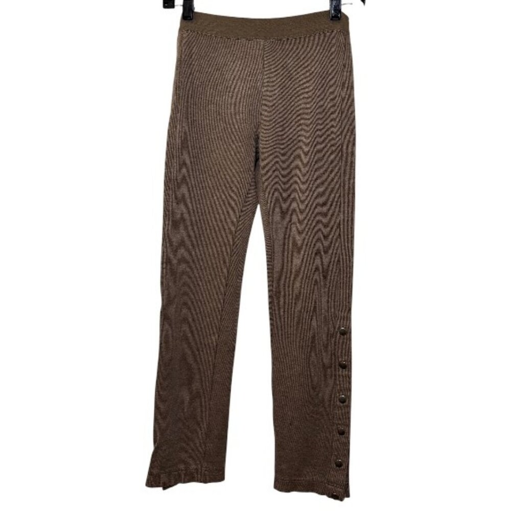 BCBGMaxAzria soft straight side buttons knitted pants brown women's size S